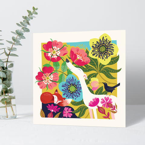 Front of a Dog Rose greeting card by Rollerdog