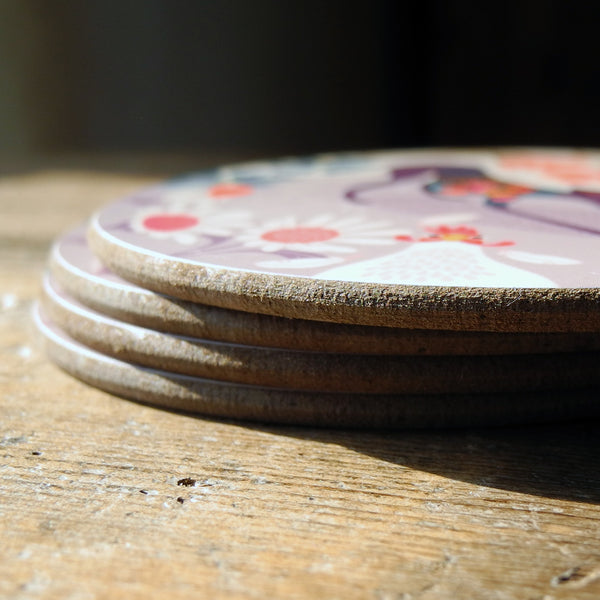 Stack of Greta greyhound coasters