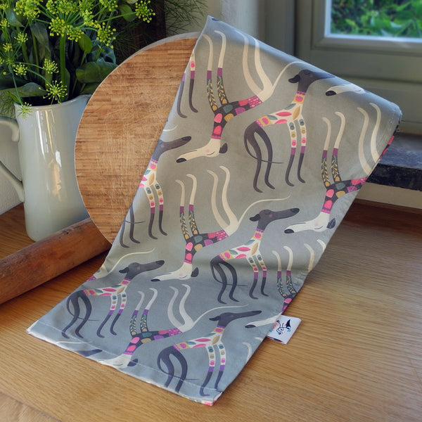 Sleepy Sighthounds tea towel by Rollerdog