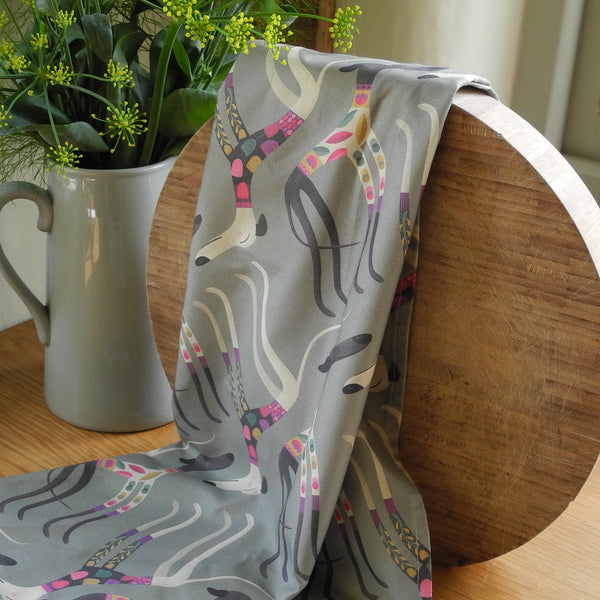 Sleepy Sighthounds tea towel by Rollerdog