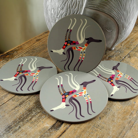 Set of 4 Sleepy Sighthounds coasters by Rollerdog