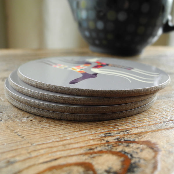 Stack of Sleepy Sighthounds Rollerdog coasters
