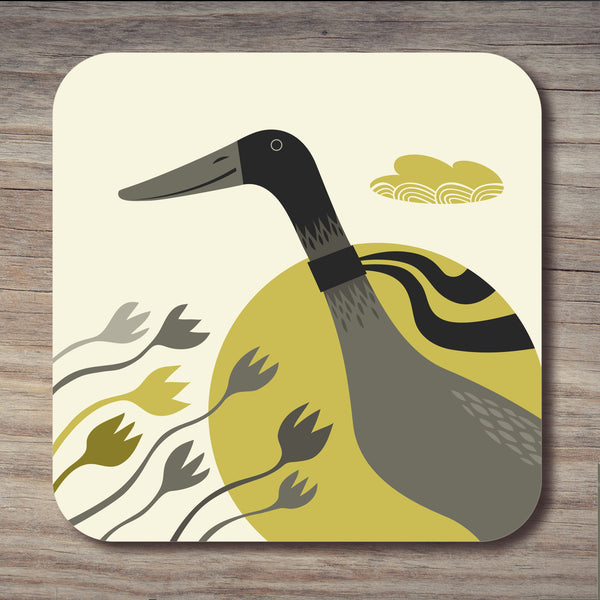 Grey Indian runner duck design on a Rollerdog coaster