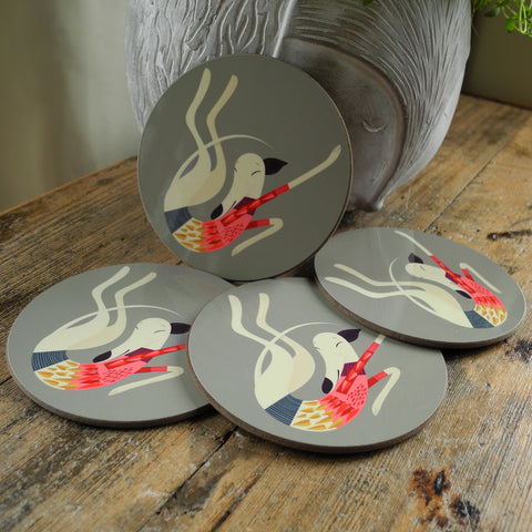 A set of Rollerdog Poppy the Greyhound coasters