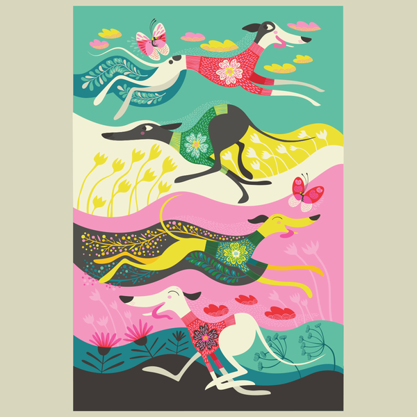 Zoomies tea towel design