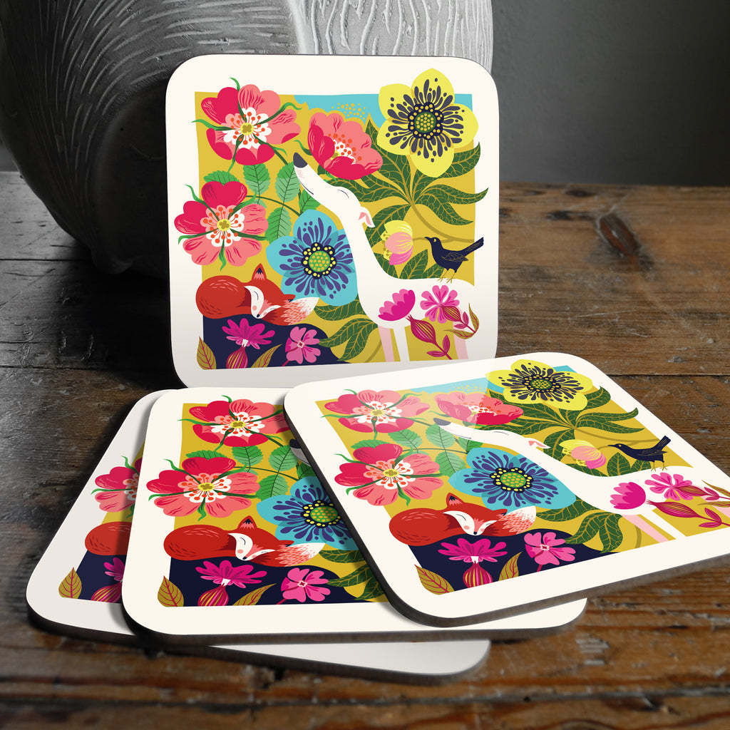 Coasters featuring the Dog Rose design by Rollerdog