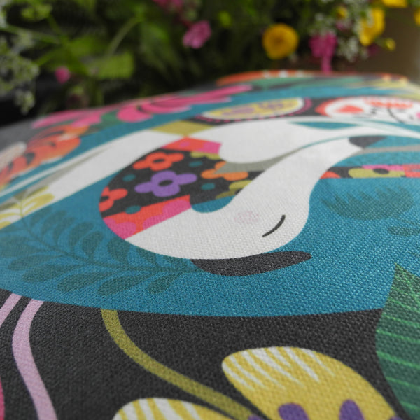 Close up of a Flower Bed tote bag by Rollerdog