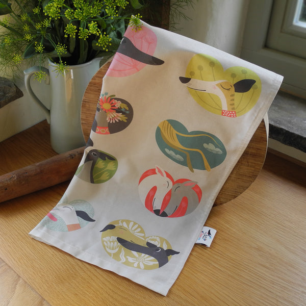 Noses & Poses tea towel by Rollerdog