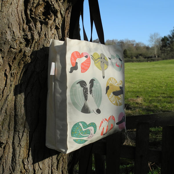 Side view of a Noses and Poses tote bag by Rollerdog