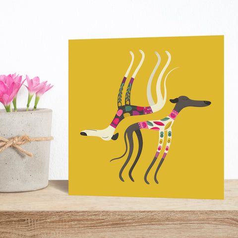 Sleepy Sighthounds greeting card by Rollerdog