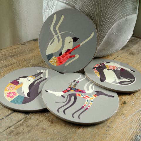 A set of Rollerdog Greyhounds & Whippets coasters